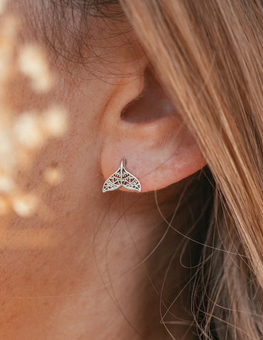 Mandala Dolphin Tail Studs
